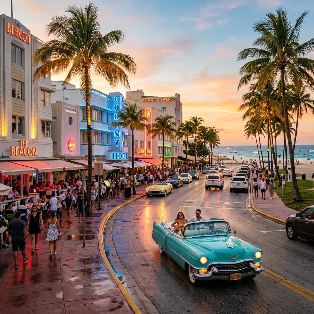 Miami, Florida coastline and travel destination